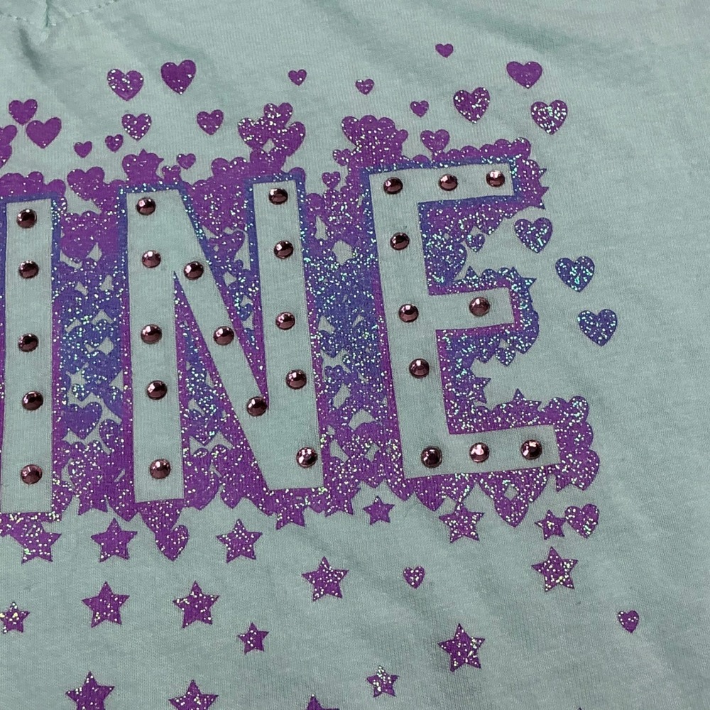 The Children's Place Iced Mint Graphic Tee Kids XL 14 Long Sleeve Shine Glitter - Picture 10 of 15